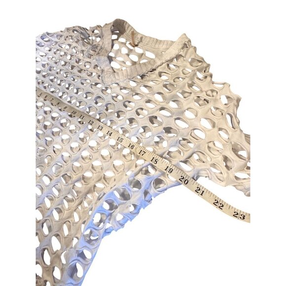 Pete Collection Open Weave White Long Sleeve Knit Sweater Top Women's Size XS - Picture 7 of 9